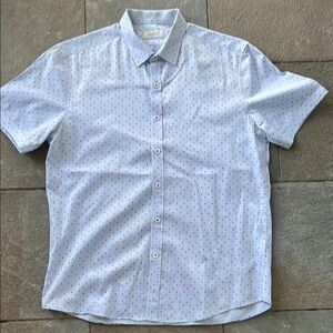 7 Diamonds Blue Polka Dot Casual Shirt